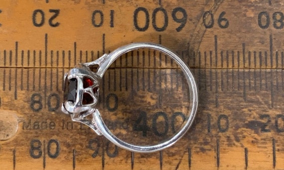 Vintage Sterling Silver Garnet Statement Ring, UK… - image 7