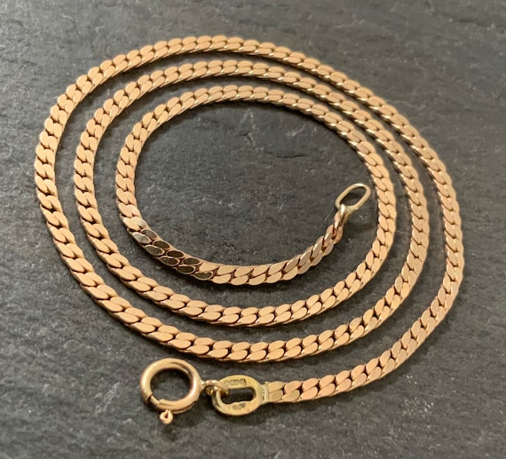 Vintage Solid 9ct Rose Gold Curb Link Necklace - image 3