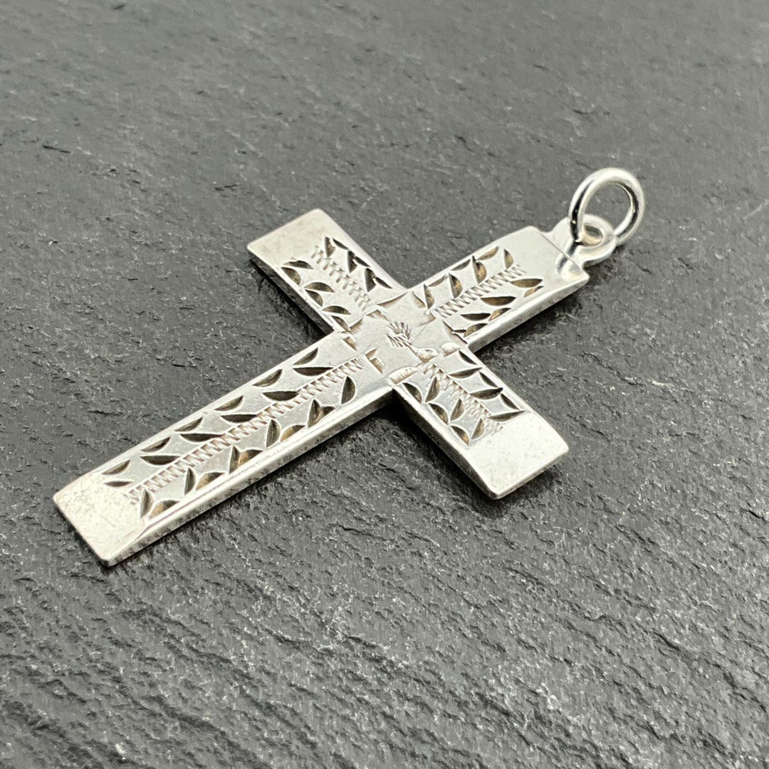 Vintage Cross Sterling Silver Pendant Necklace - Etsy