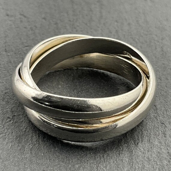 Vintage Interlocking Sterling Silver Bands Ring, … - image 3