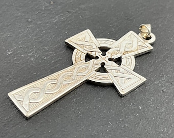 Vintage Celtic Cross Sterling Silver Pendant Necklace