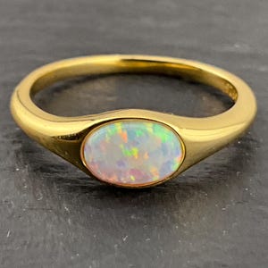 Ring i sterlingsilver med 18 karat guld och förgylld opalin, storlek UK M, storlek US 6, storlek EU 51 1/2