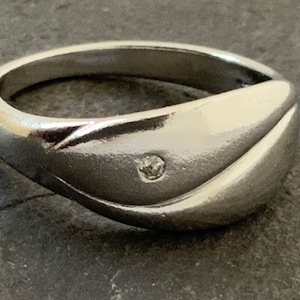 Vintage Diamant Sterling Silber Band Ring, UK Size P, US Size 8, EU Size 56 1/4