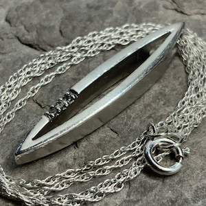 Vintage Sterling Silver Diamond Pendant Pendant Necklace