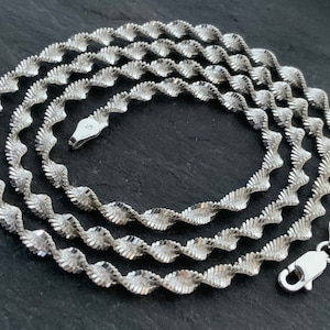Vintage Sterling Silver Rope Twist Link Necklace