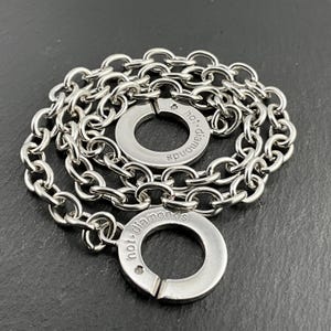 Vintage Heavy Diamond Sterling Silver Interlinked Infinity Ring Necklace