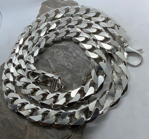 Vintage Super Heavy Long Sterling Silver Curb Nec… - image 3