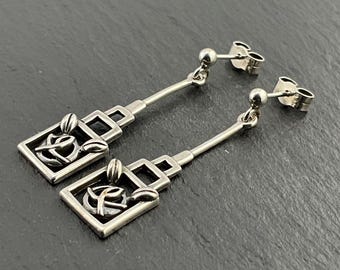 Vintage Sterling Silver Dangle Stud Earrings