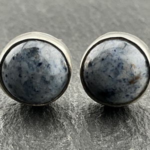 Vintage Sterling Silver Blue Spot Jasper Stud Earrings
