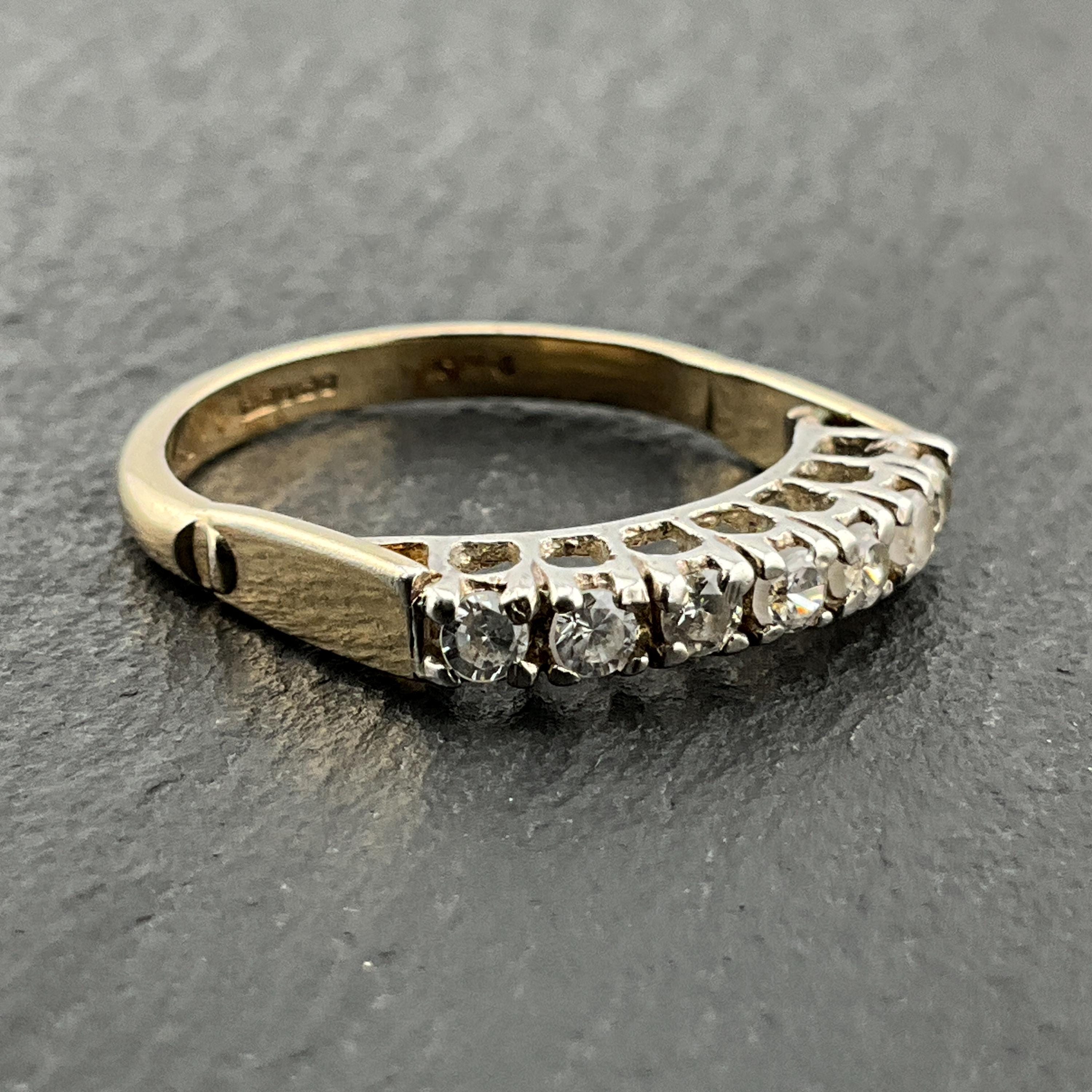 Vintage White Cubic Zirconia Sterling Silver Band Ring, UK