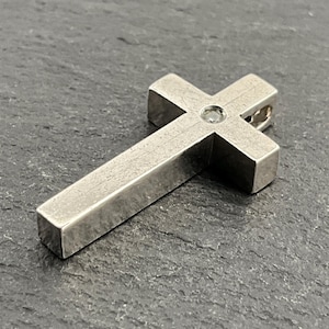 Vintage Diamond Cross Sterling Silver Pendant Necklace