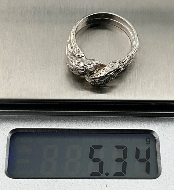 Vintage Interlocking Sterling Silver Textured Ban… - image 9