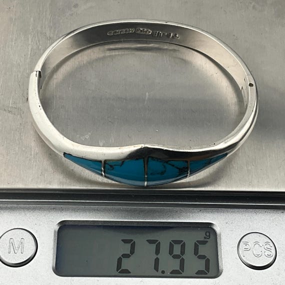ヴィンテージ ヘビー スターリング シルバー ターコイズ ヒンジ