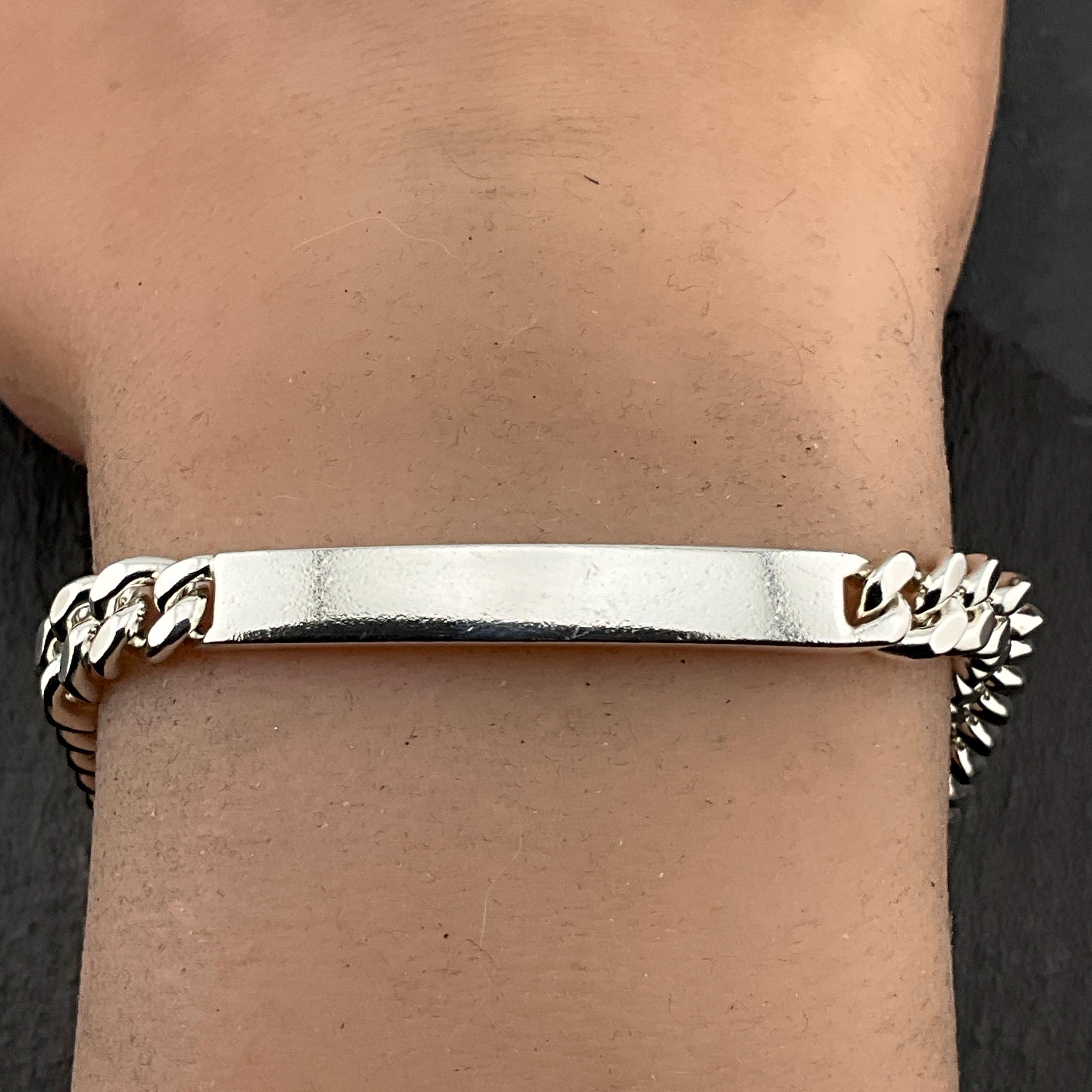 Vintage Sterling Silver ID Curb Bracelet - Etsy