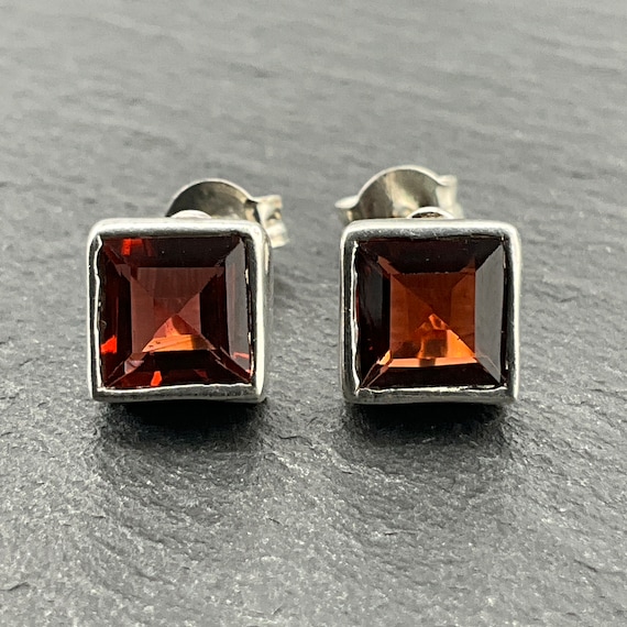 Boucles D'oreilles Anciennes En Argent Avec Grenats - Modèle Grand Format - Vintage Et élégant