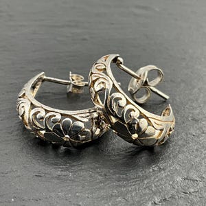 Vintage Sterling Silver Hoop Stud Earrings
