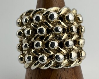 Vintage Chunky Heavy Sterling Silver Keeper Ring, UK Size U, US Size 10 1/4, EU Size 62 1/4