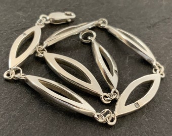 Vintage Diamond Sterling Silver Fancy Link Bracelet