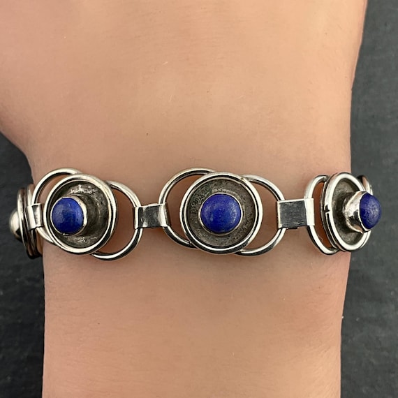 Vintage Sterling Silver Lapis Lazuli Bracelet - Etsy Australia