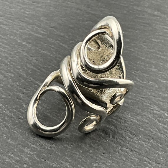 Vintage Sterling Silver Fork Statement Ring, UK S… - image 3