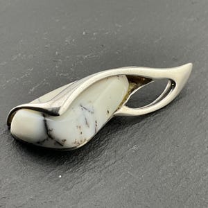 Vintage Dendritic Agate Heavy Sterling Silver Abstract Pendant