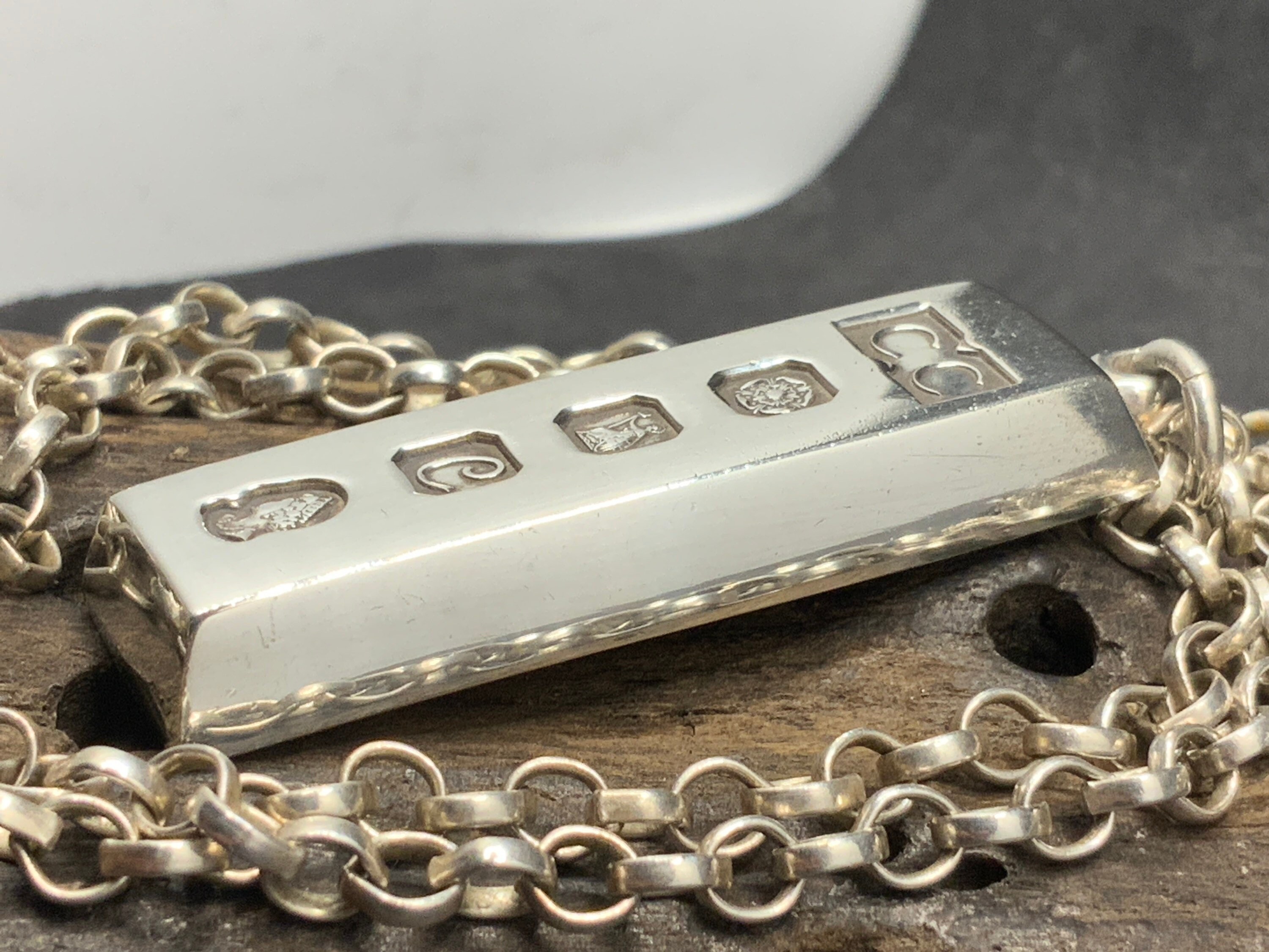 Vintage Sterling Silver Ingot Pendant Necklace Etsy