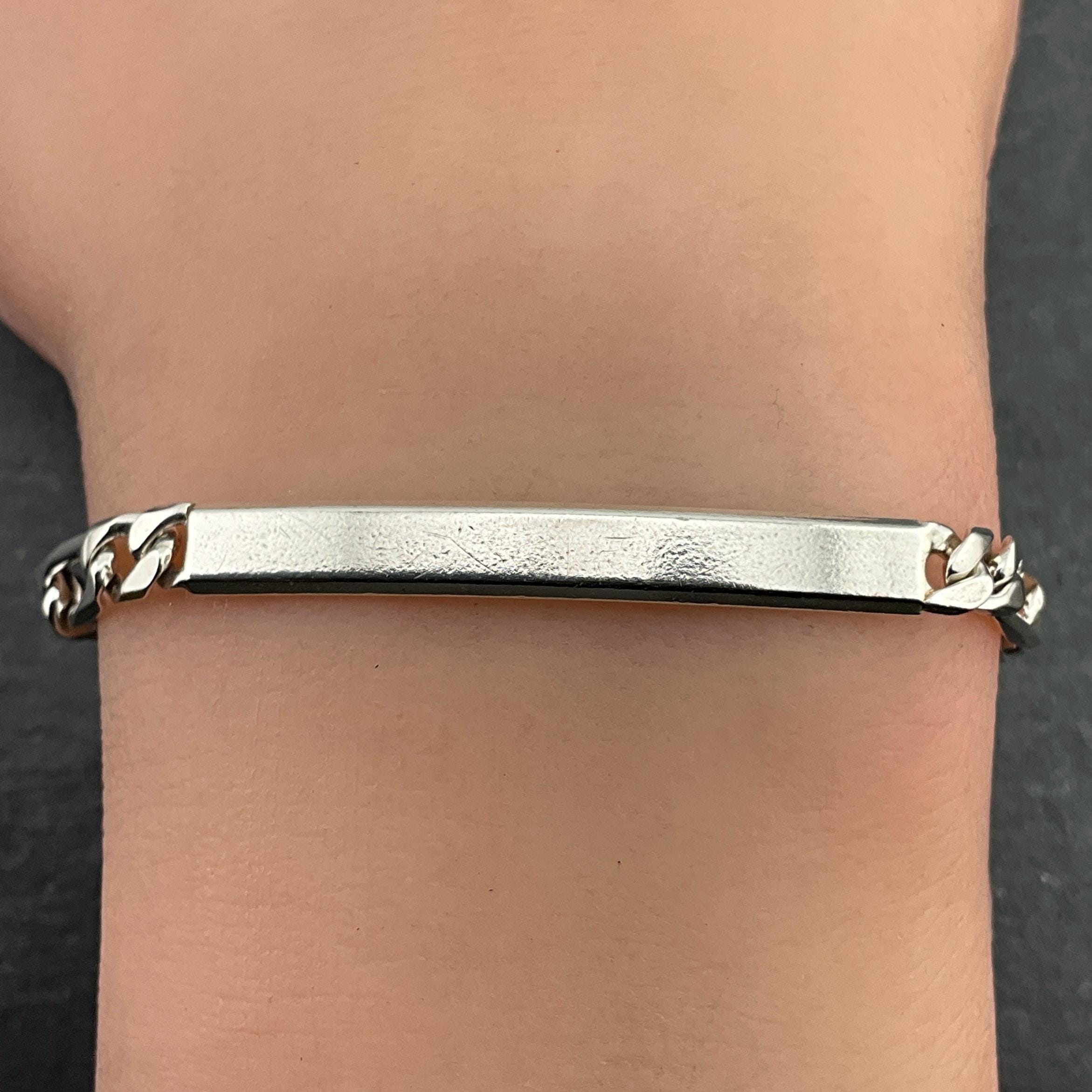 Vintage Sterling Silver Figaro Dainty ID Bracelet - Etsy