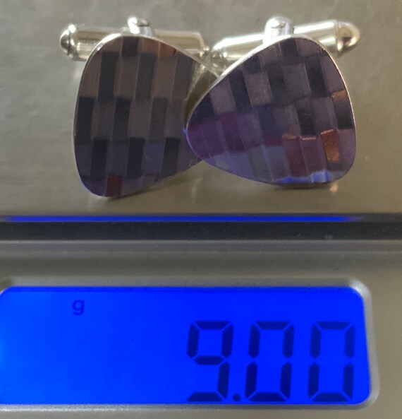 Vintage Sterling Silver Solid Engine Turned Cuffl… - image 9