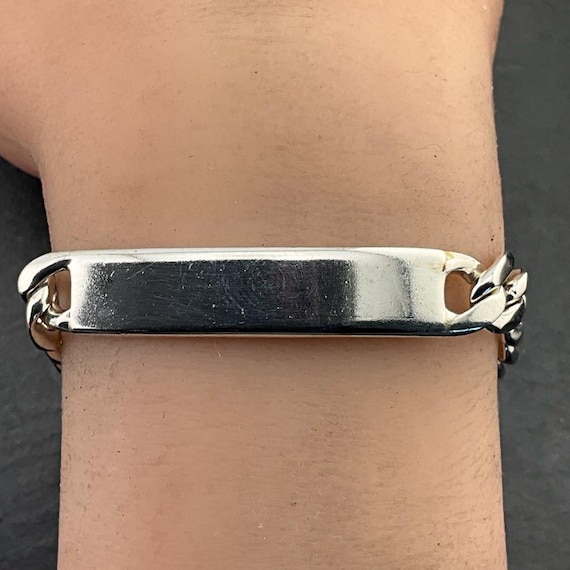 デッドストック IDブレスレット VINTAGE Silver 925 Vintage Chunky Sterling Silver ID Bracelet - Etsy