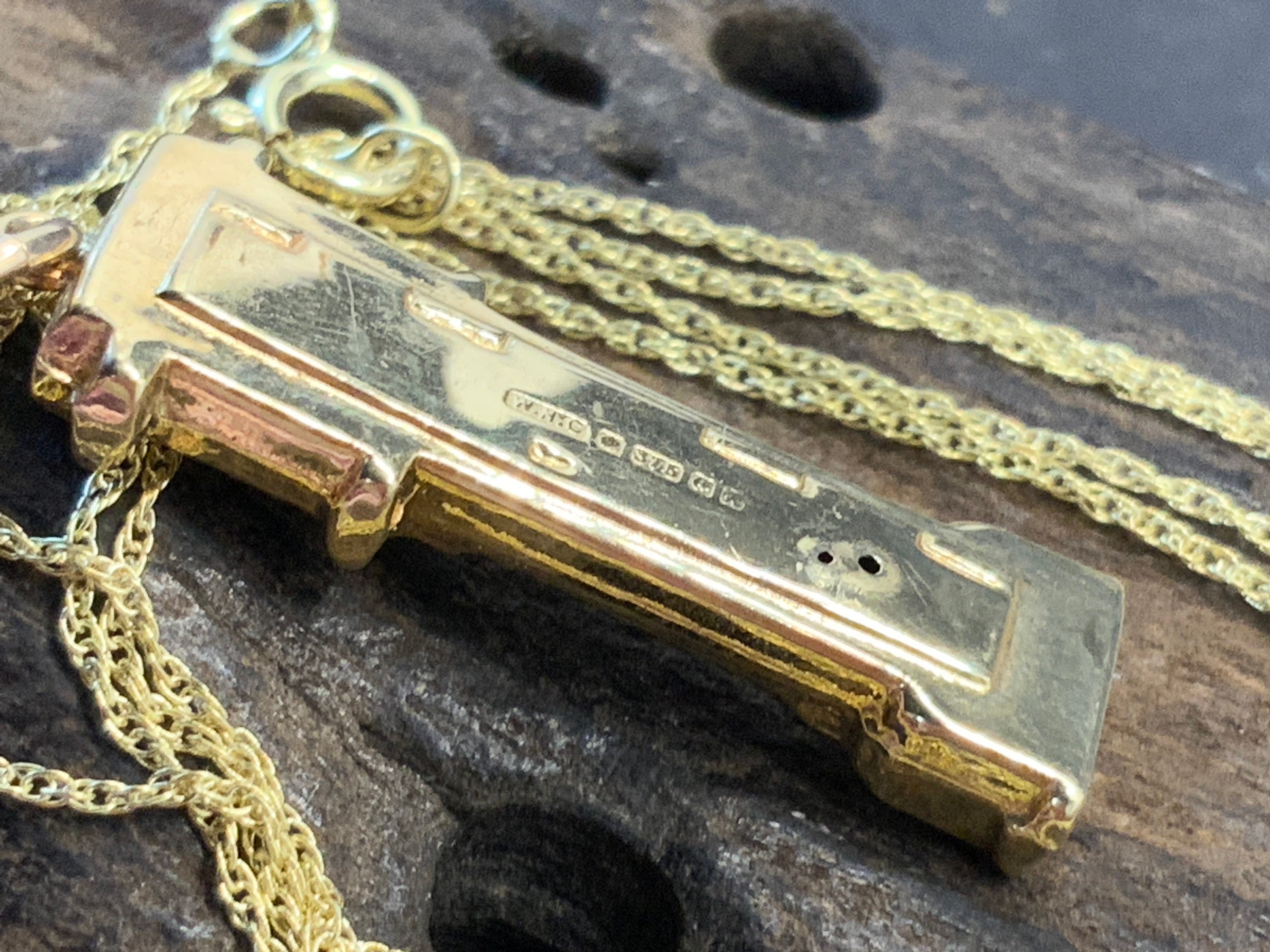 Vintage 9ct Gold Grandfather Clock Pendant Necklace Etsy