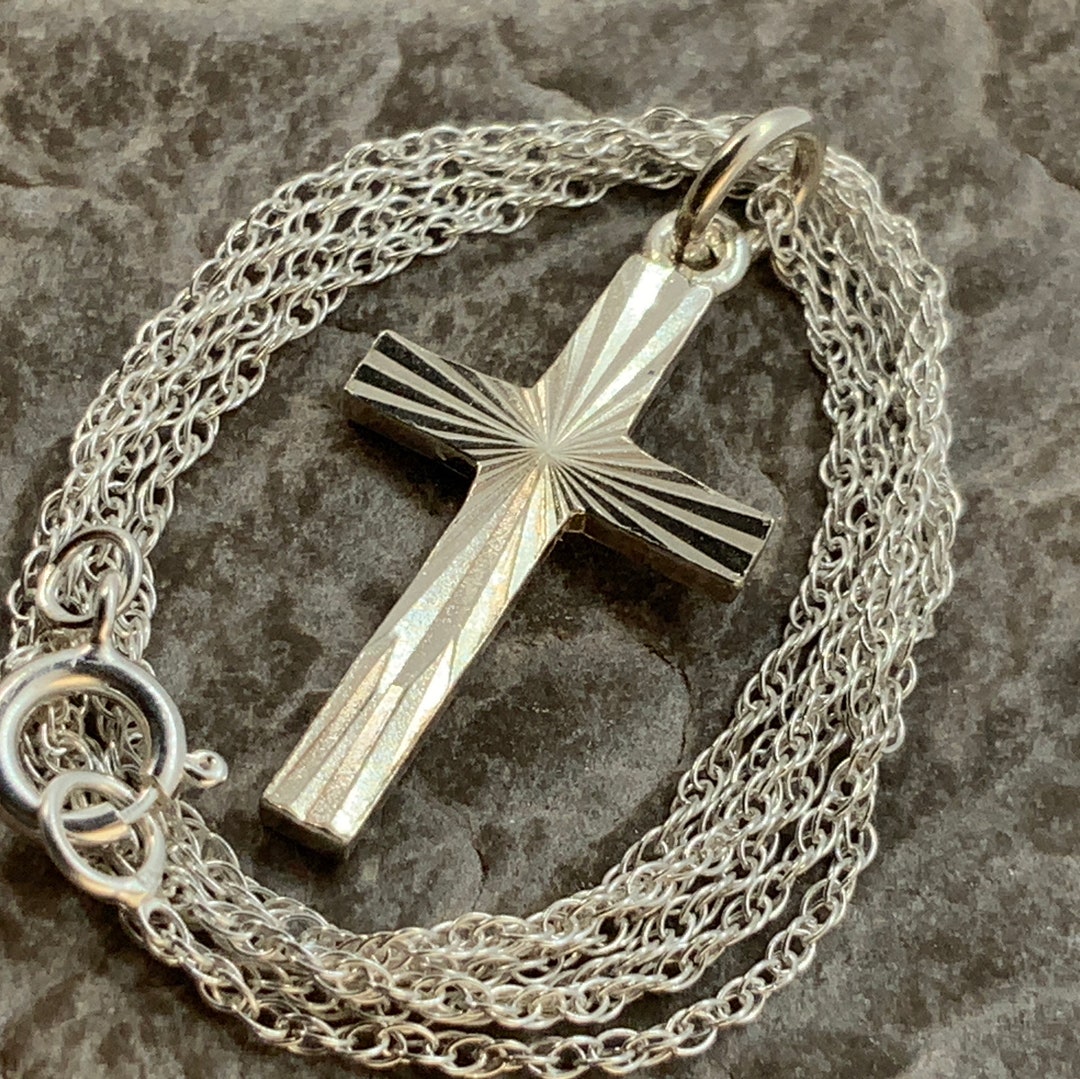 Vintage Sterling Silver Cross Pendant Necklace - Etsy