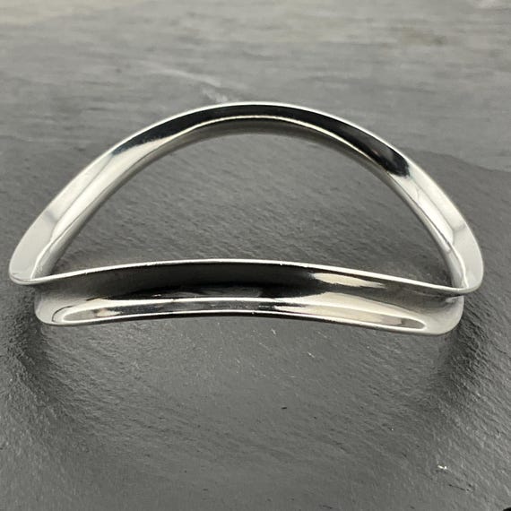 Vintage Solid Sterling Silver Stacker Wave Bangle - image 1