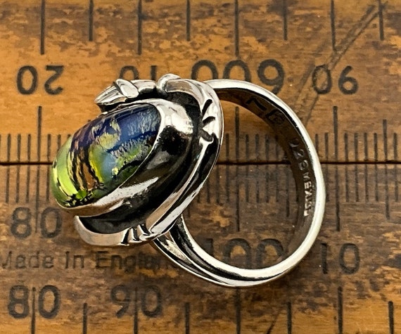 Vintage Sterling Silver Mexico Dichroic Glass Foi… - image 7