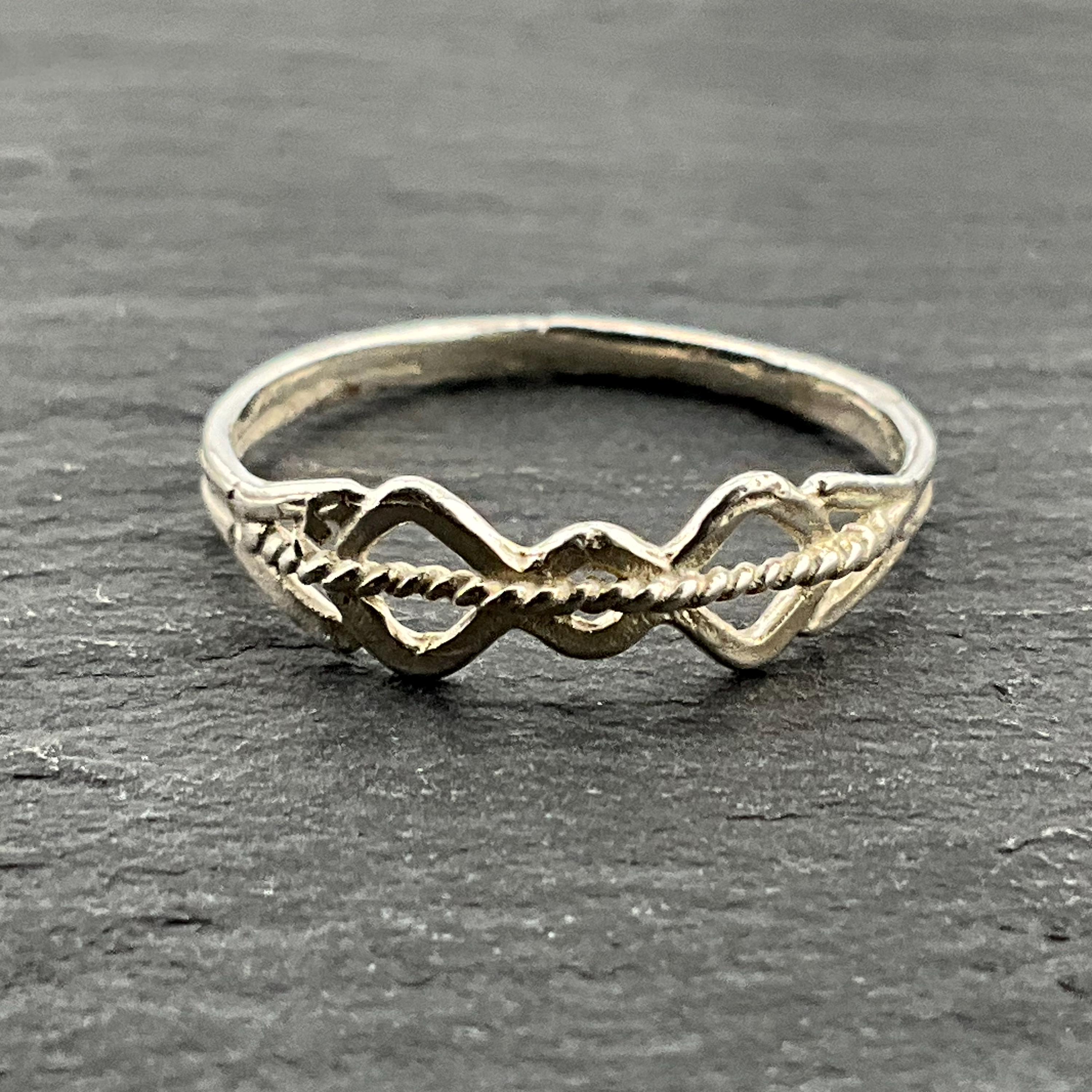 【Scaletto】[Silver925] BB04 Twisted Ring Vintage Sterling Silver Twist Band Ring, UK Size K, US Size