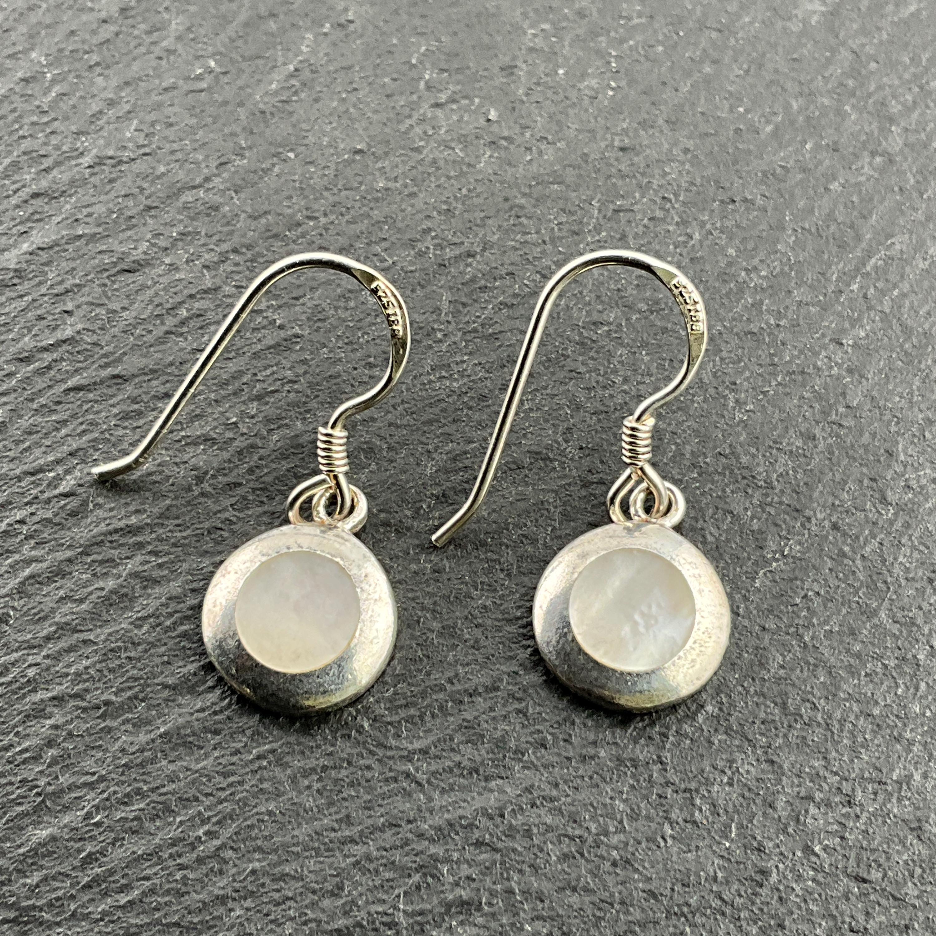 Vintage Mother of Pearl Sterling Silver Dainty Dangle