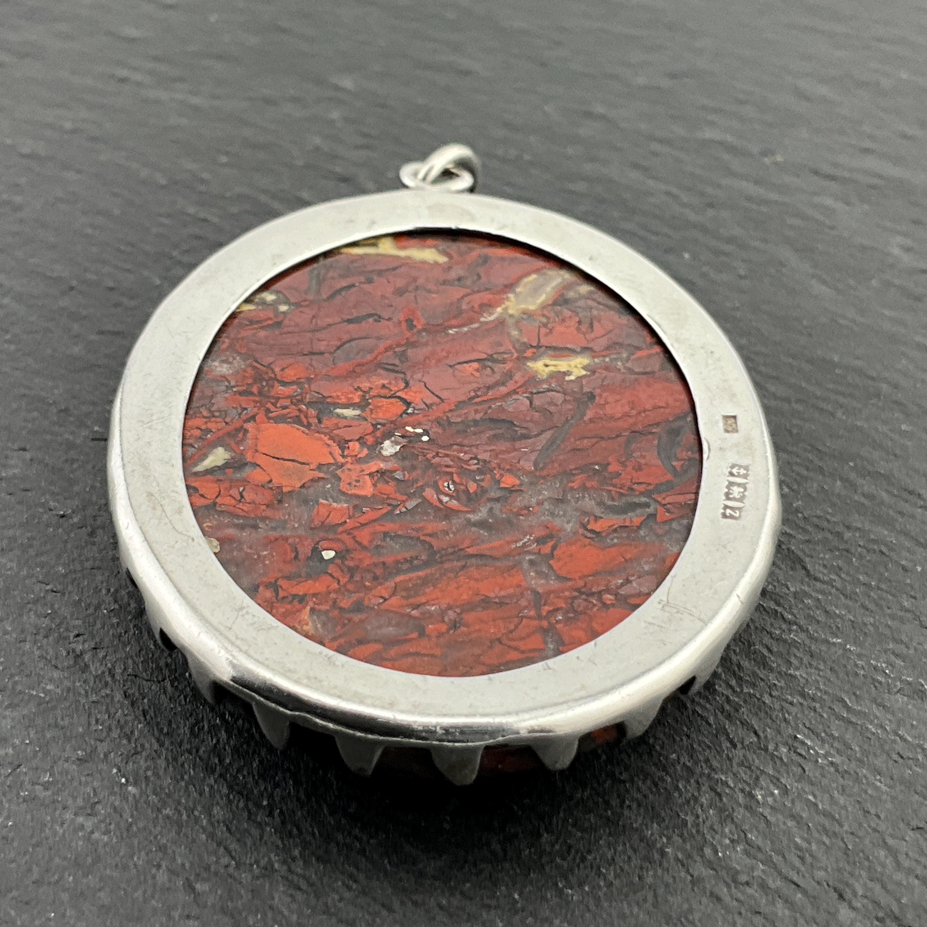 ヴィンテージ レッド ジャスパー ヘビー スターリング シルバー 