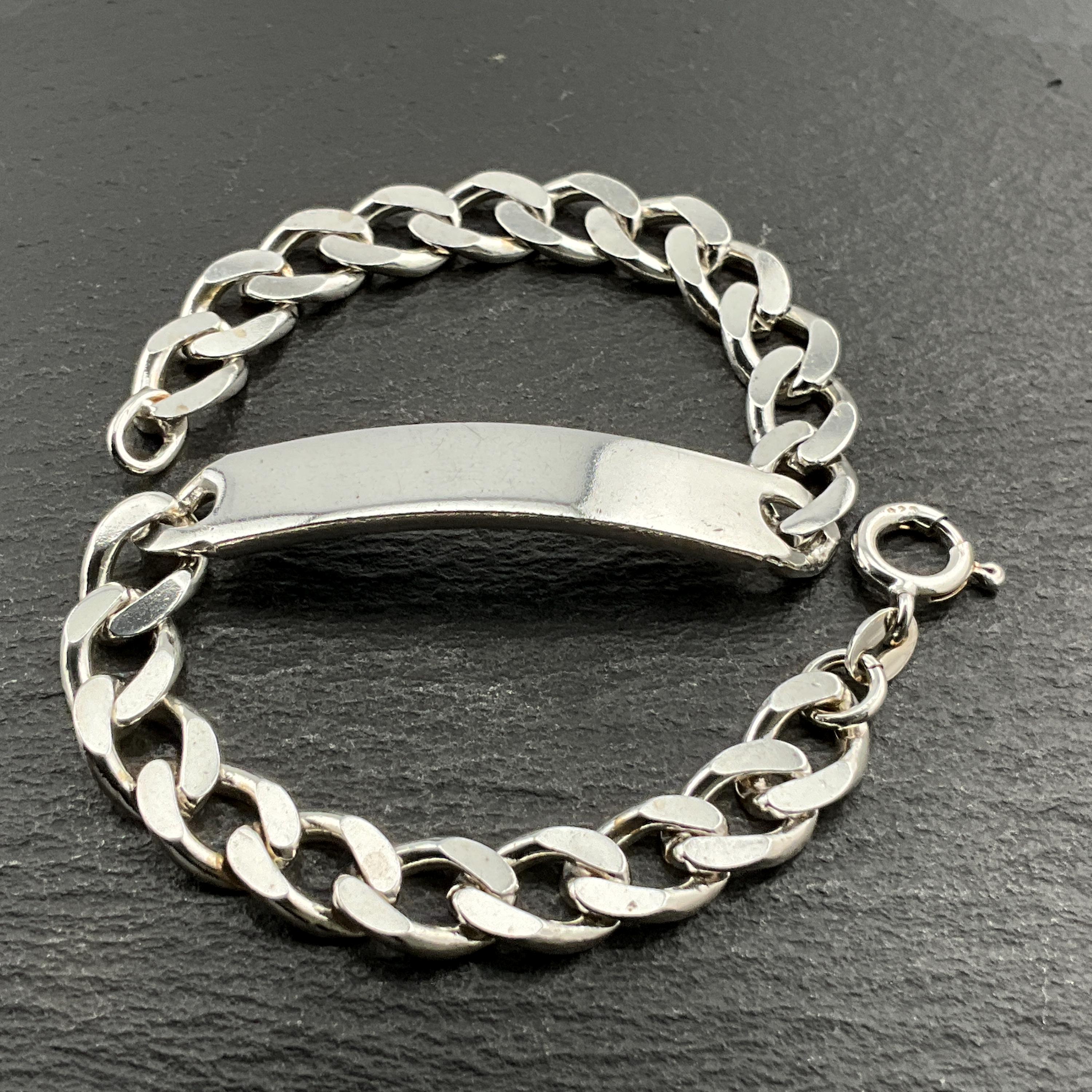Vintage Heavy Sterling Silver Chunky ID Curb Bracelet - Etsy