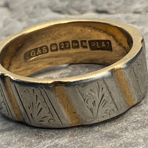 Vintage 22ct Gold Platin Chunky Wedding Stacker Spacer Band Ring, Größe J1/2