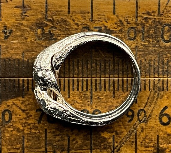 Vintage Interlocking Sterling Silver Textured Ban… - image 8