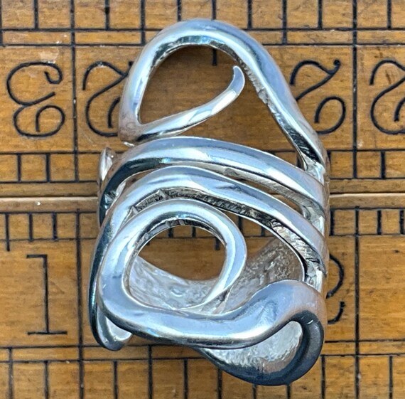 Vintage Sterling Silver Fork Statement Ring, UK S… - image 8