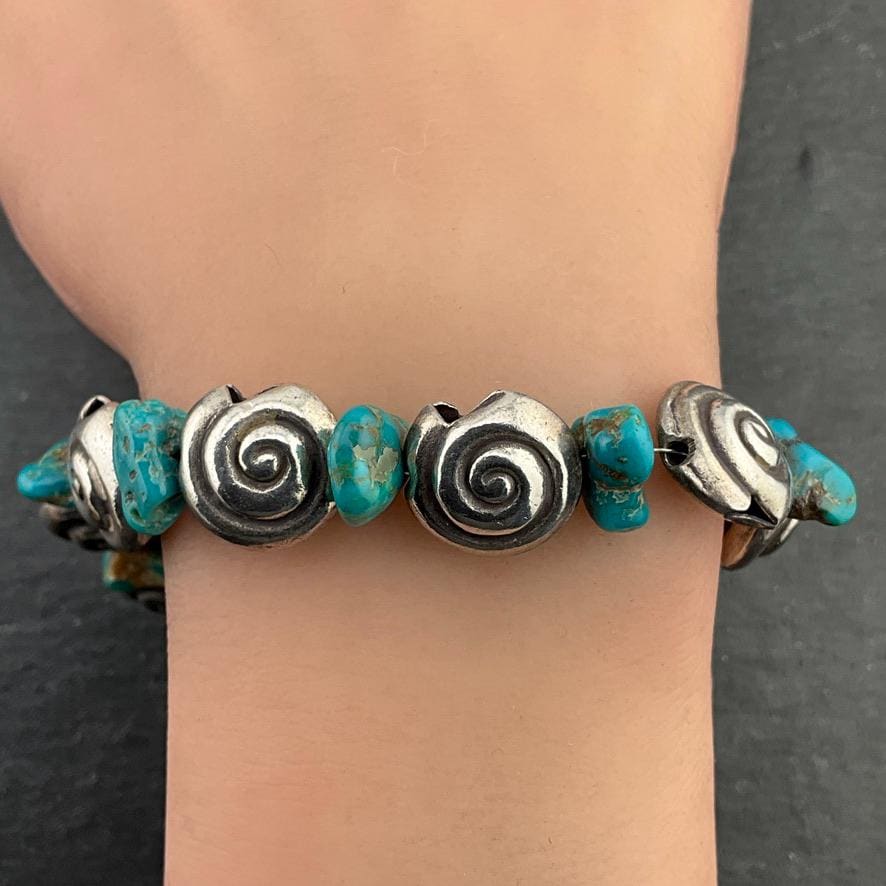 ヴィンテージ スターリングシルバー チャーム ターコイズ チェーン