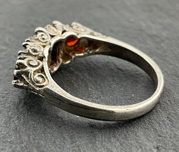 Vintage Garnet Sterling Silver Statement Ring, UK… - image 5