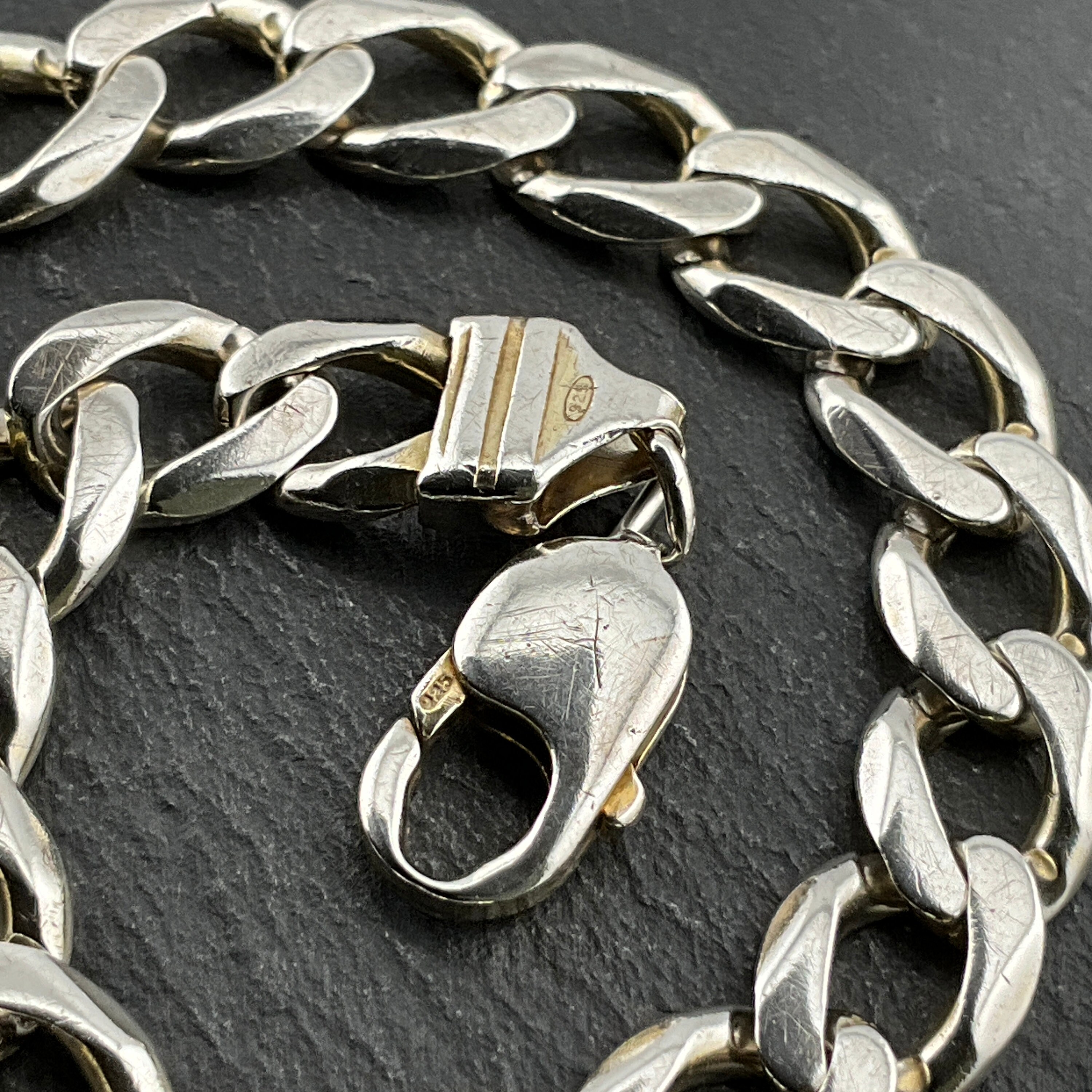 Vintage Heavy Sterling Silver Chunky Curb Link Bracelet - Etsy Vintage Heavy Sterling Silver Chunky Curb Link Bracelet - Etsy