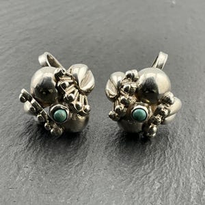 Vintage Turquoise Sterling Silver Statement Clip-On Earrings