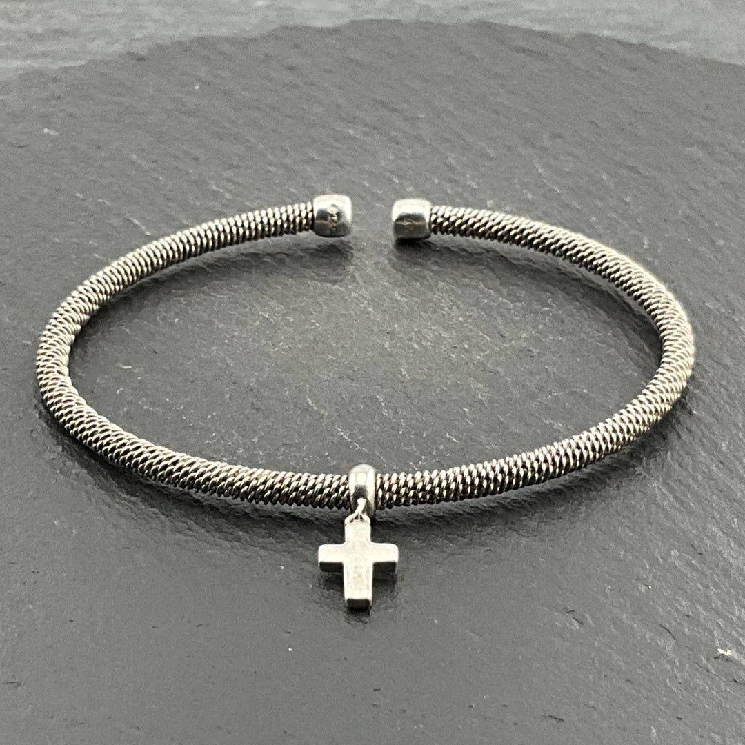 Genuine Tiffany & Co Sterling Silver Cross Dangle Torc Bangle - Etsy