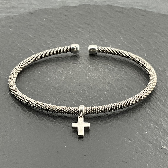 Genuine Tiffany & Co Sterling Silver Cross Dangle Torc Bangle - Etsy