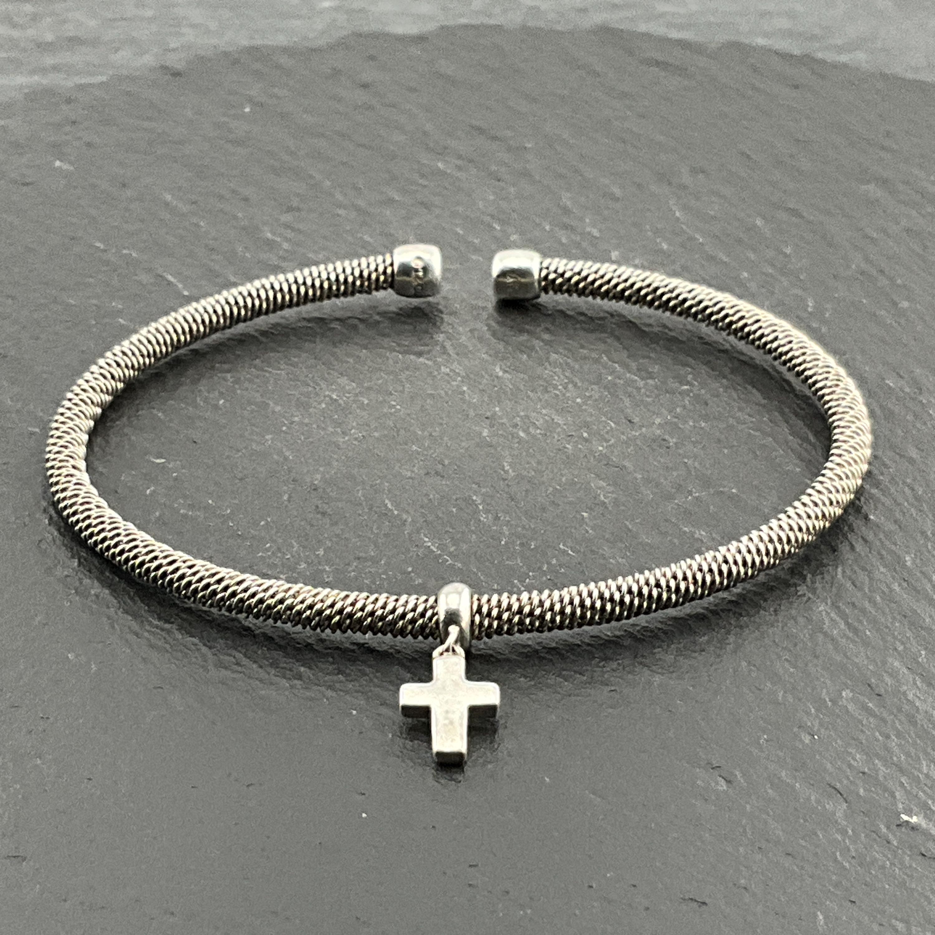 Genuine Tiffany & Co Sterling Silver Cross Dangle Torc Bangle - Etsy