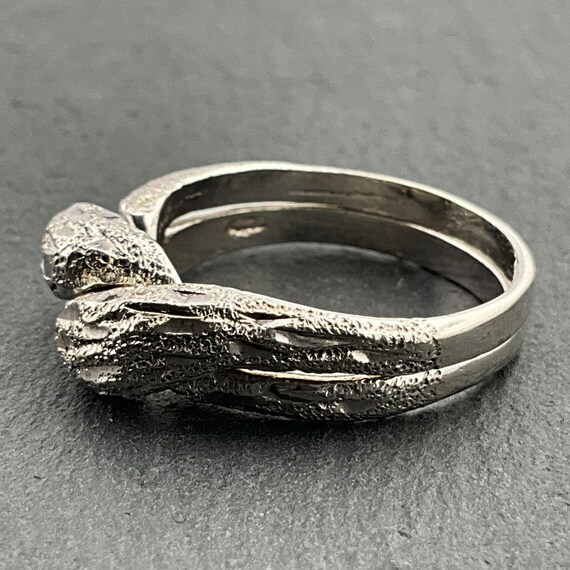 Vintage Interlocking Sterling Silver Textured Ban… - image 3