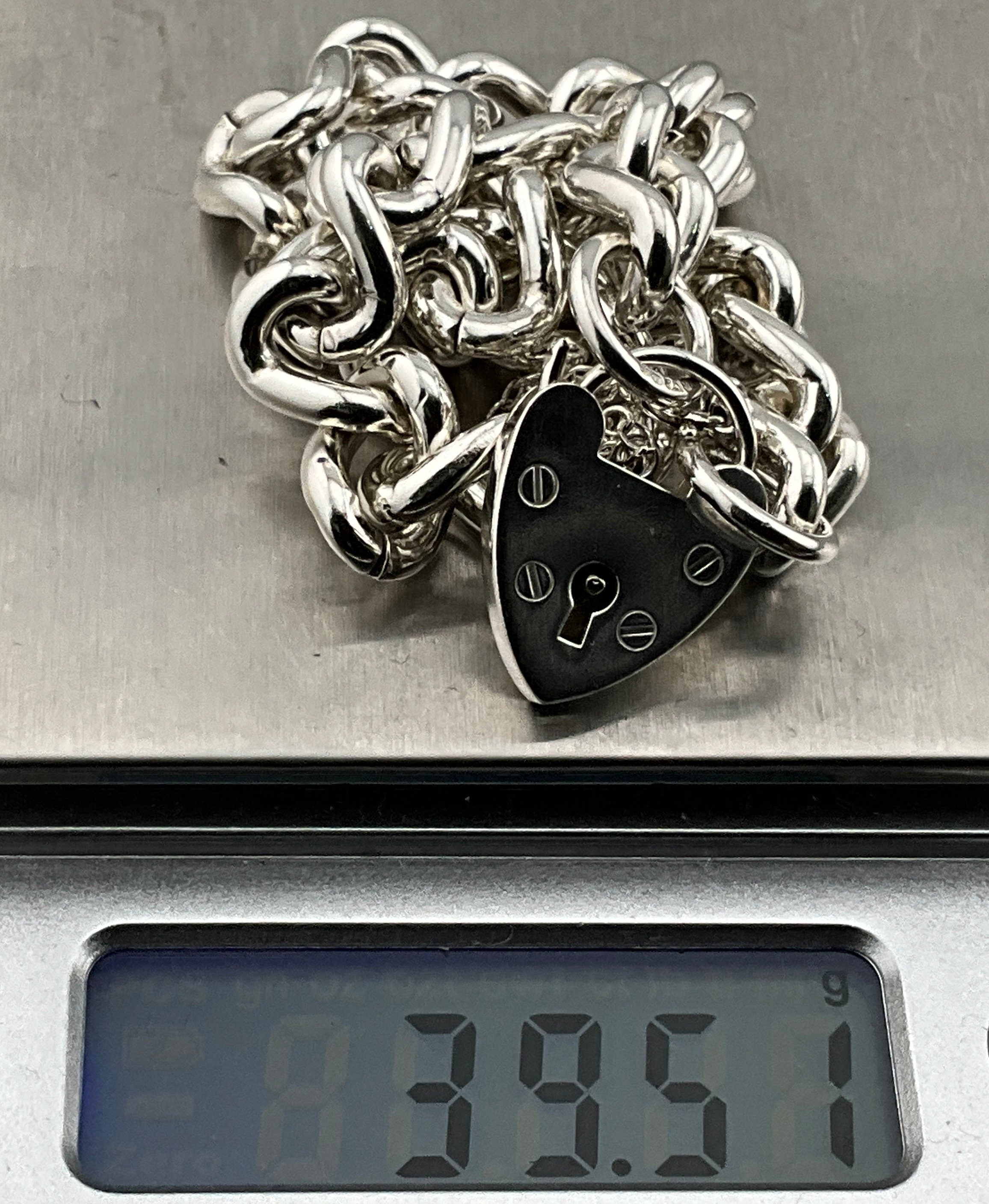 Vintage Heavy Sterling Silver Heart Padlock Charm Bracelet - Etsy