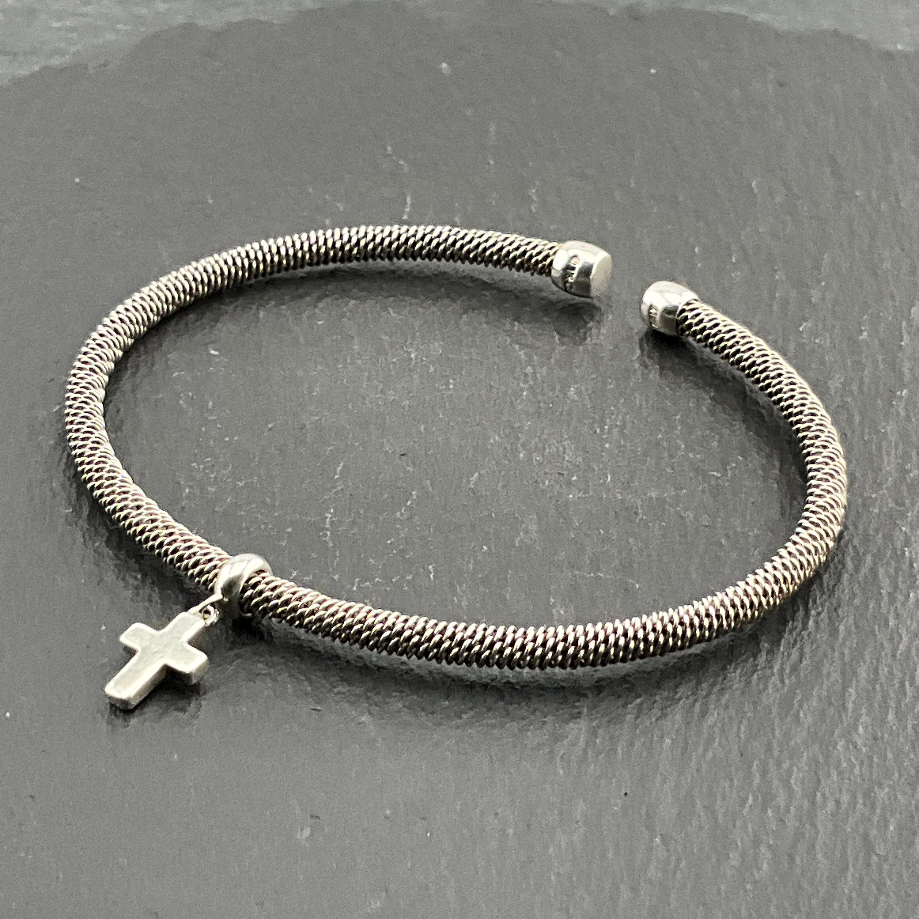 Genuine Tiffany & Co Sterling Silver Cross Dangle Torc Bangle - Etsy